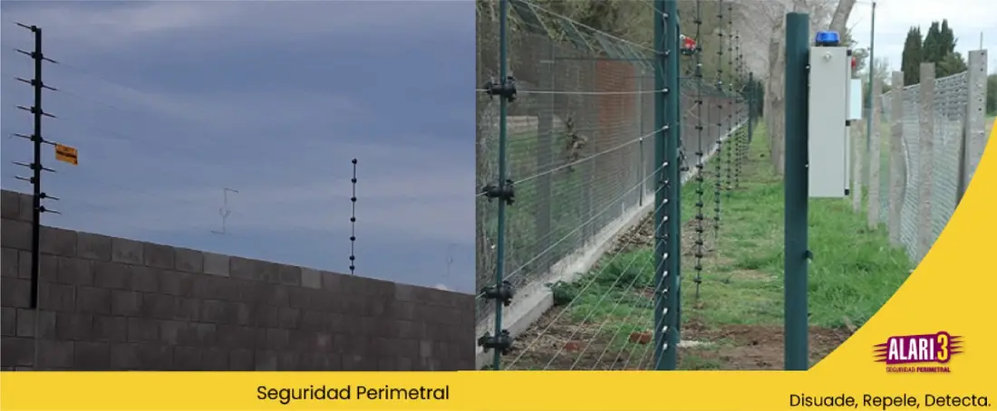 Cerco eléctrico perimetral instalado sobre un muro